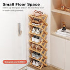 YYW Bamboo Shoe Rack for Entryway, Free Standing Shoe Racks Shelf Closet, Foldable Vertical Shoe Storage Organizer for Living