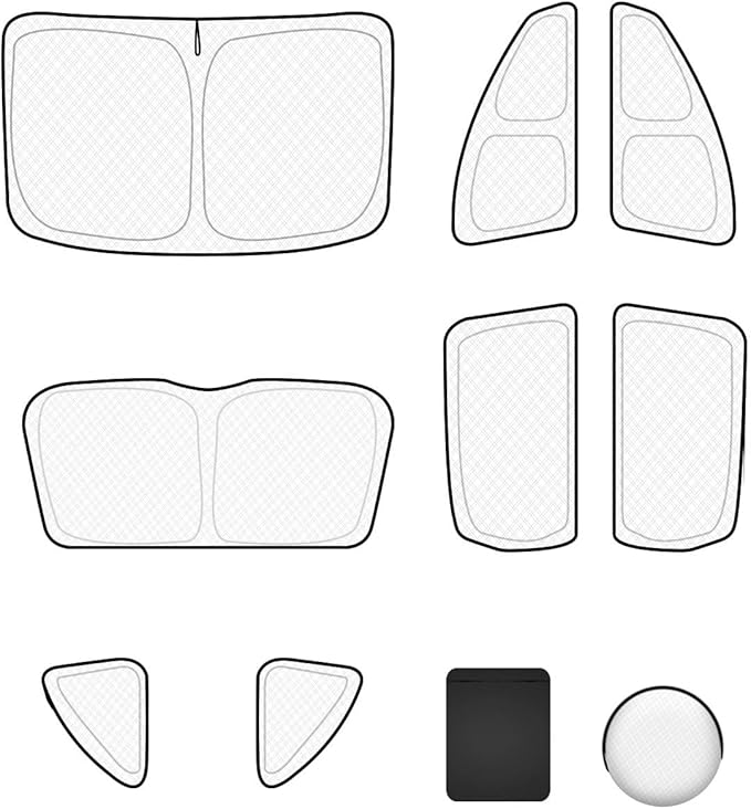 Windshield Sun Shade for Honda CRV 2017-2022，8PCS Full Coverage, 310T Reflective Fabric, Blocks 99% UV Rays, Keeps Car Cool, Easy to Install and Store