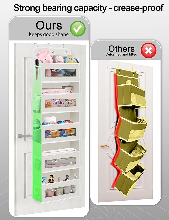 KYEVIS Over The Door Organizer, 5 Shelves Closet Door Hanging Organizer with 10 Mesh Pockets, Nursery Closet Organizer, Baby 