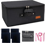 Locking Adult Game Toy Storage Organizer Lock Box Toy Storage Bins Game Toys Storage Bags with 4 Drawstring Bags, Large capac