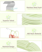 VIS'V Baby Hangers, 11 Inch Velvet Kids Hangers with 6 Pcs Clothes Size Dividers, Infant Toddler Nursery Closet Organization,