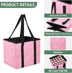 Pink Glitter Texture Reusable Grocery Bags Large Shopping Tote Bag with Reinforced Bottom Board, Water Resistant Foldable Sto