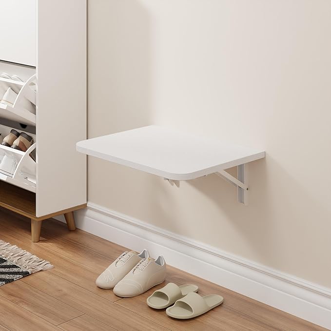 Foldable Floating Wall Shelves 16 inch, Bathroom Shelves Wall Mounted,12" Deep Wood Floating Kitchen shelves,Easy to Install 