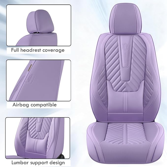 Coverado Front Seat Covers, Waterproof Leather Car Seat Protector, Universal Fit for Most Cars (Purple)