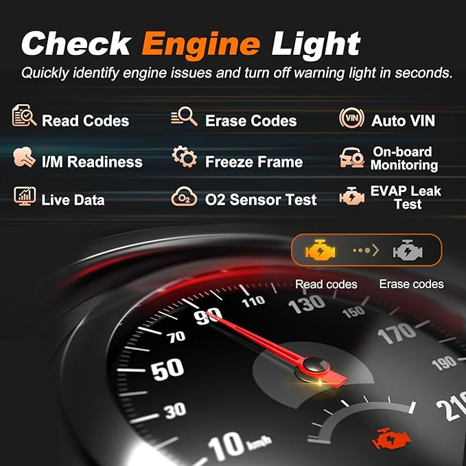 Car Scanner, Read&Clear Codes| Wireless Printing| Battery Voltage Test| Graphic Live Data, 2025 Upgraded Check Engine Code