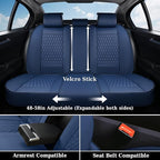 Coverado Car Seat Covers Full Set, Nappa Leather Seat Covers for Car, Waterproof Car Seat Protector with Lumbar Support, Auto
