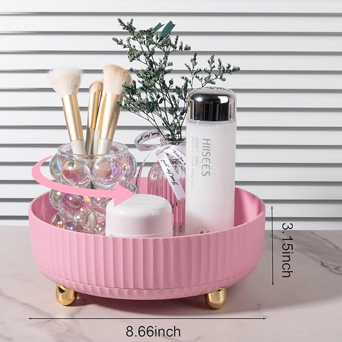 Anyoifax Makeup Perfume Organizer Tray 360 Degree Rotating Lazy Susan Skincare Lotion Organizer Spinning Cosmetics Storage fo
