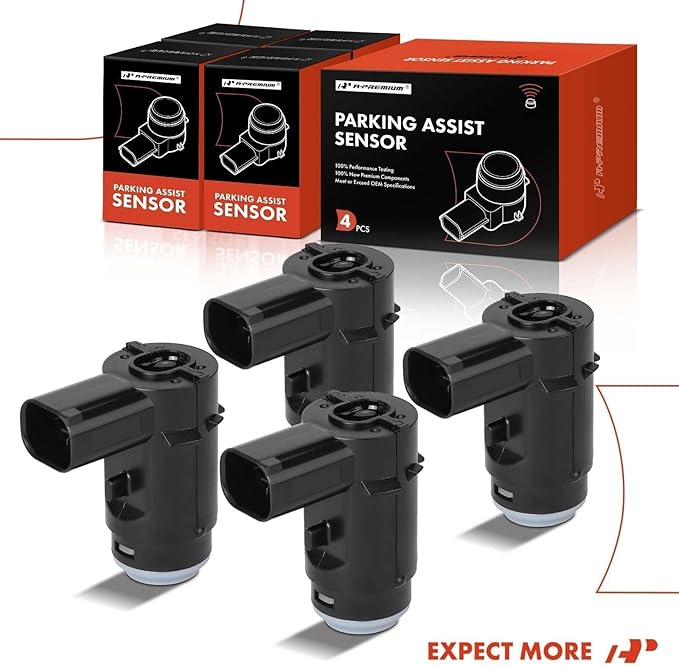 A-Premium 4-PC Rear PDC Reverse Backup Parking Aid Assist Sensor Compatible with Ford and Lincoln Models - F-150 F150 2009-2014, Mark LT 2010-2014, Replace# 9L3Z-15K859-D