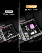 ECOZEN 2026 Wrangler JL Center Console Organizer - 2 Pcs Center Console Organizer Tray + Armrest Hidden Storage Box For 2018-2026 Jeep Wrangler JL/JLU/4xe & 2020-2025 Gladiator JT Accessories
