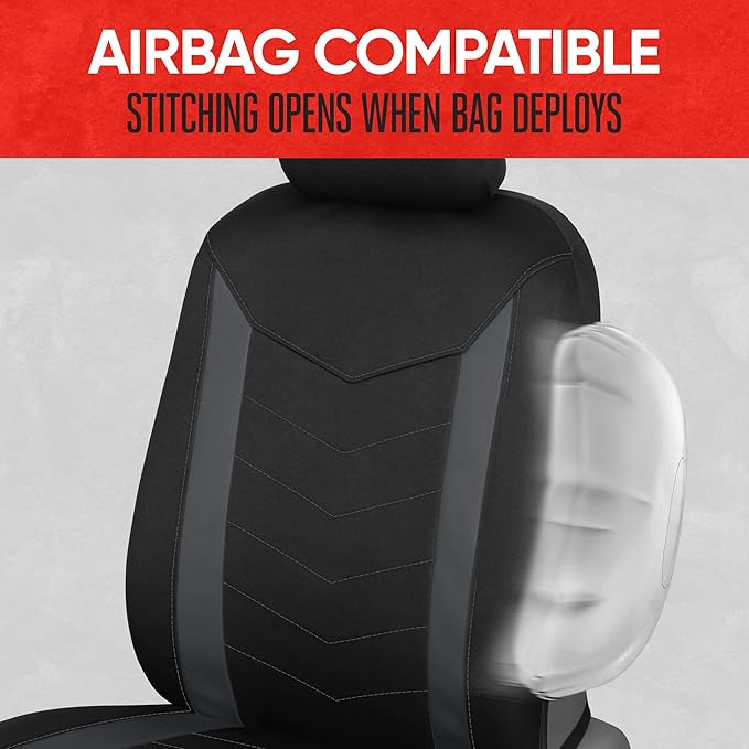 Motor Trend SpillGuard 2 Charcoal Gray Seat Covers for Cars & Seat Covers for Trucks - Neoprene Waterproof Car Seat Covers Fr