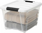 IRIS USA 19 Qt Stackable Plastic Storage Bins with Lids, 12 Pack - BPA-Free, Made in USA - See-Through Organizing Solution, L