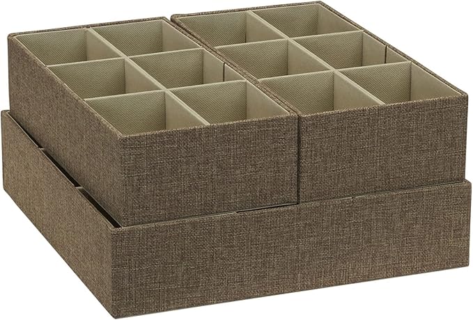 Household Essentials 3 Piece Starter Set, Latte Drawer Organizer, 3 Count (Pack of 2), Brown