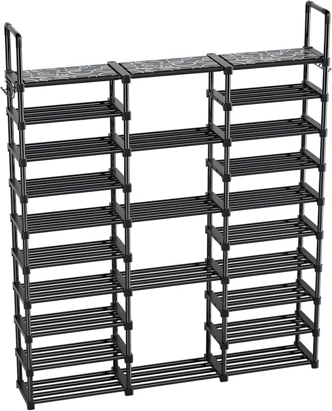 Mavivegue 10 Tiers Shoe Rack Tall Shoe Organizer Shoe Storage 55-65 Pairs Vertical Shoe Shelf Large Shoe Rack Organizer Stack