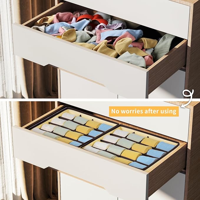Joyoldelf Sock Drawer Organizer Divider Underwear Organizer 16-cell Fabric Dresser Drawer Organizers Storage Boxes for Socks 