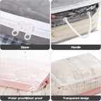 10 PCS Clear Zippered Storage Bags with Handle,Sweater Storage with Zipper,Foldable Closet Organizer Bed Sheet Organizer,Cube