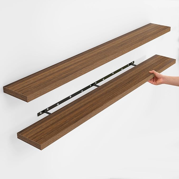 Fun Memories Rustic Wood Floating Shelves for Wall, Space-Saving Wall Mounted Shelves for Bathroom, Bedroom, Living Room and 