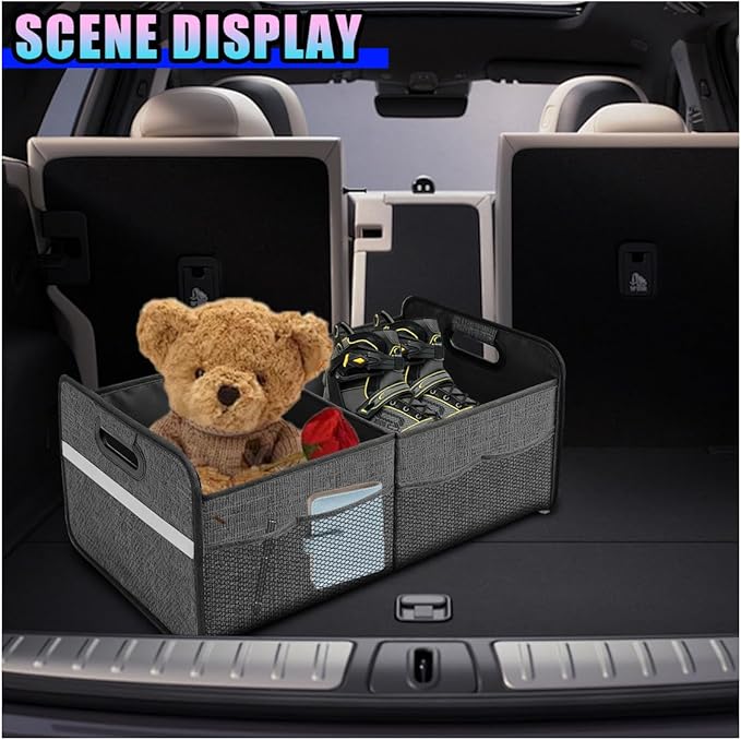 Car Trunk Organizer, Waterproof Large Capacity 600D Oxford Fabric Auto Trunk Storage Container with Pockets,