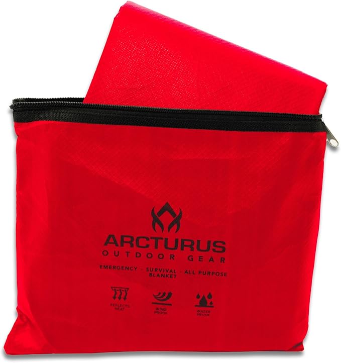 Arcturus All-Weather Outdoor Survival Blanket, Thermal Emergency Blanket, Reflective Heat Tarp with Grommets, Lightweight for
