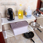 Adjustable Shelf Organizer Expandable Closet Shelf and Rod with No Drilling for Wardrobe Cupboard Kitchen Bookcase (18.2" - 2