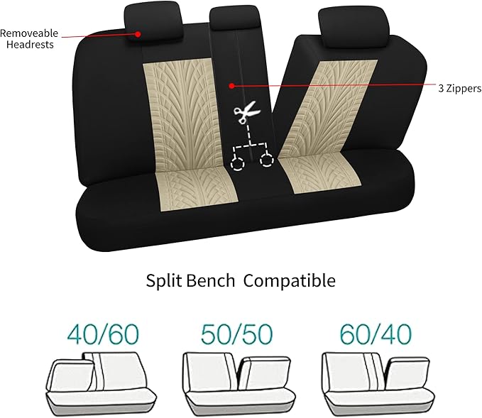Pariitadin Car Seat Covers Full Set, Washable and Breathable Premium Cloth Automotive Vehicle Seat Cover for Car Interior, Un