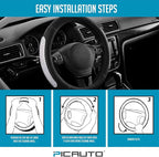 PIC AUTO Steering Wheel Cover, Glitter Gel Particles & Black Luxury Leather Car Steering Cover, Universal Fit 14.5"-15.5" Ant