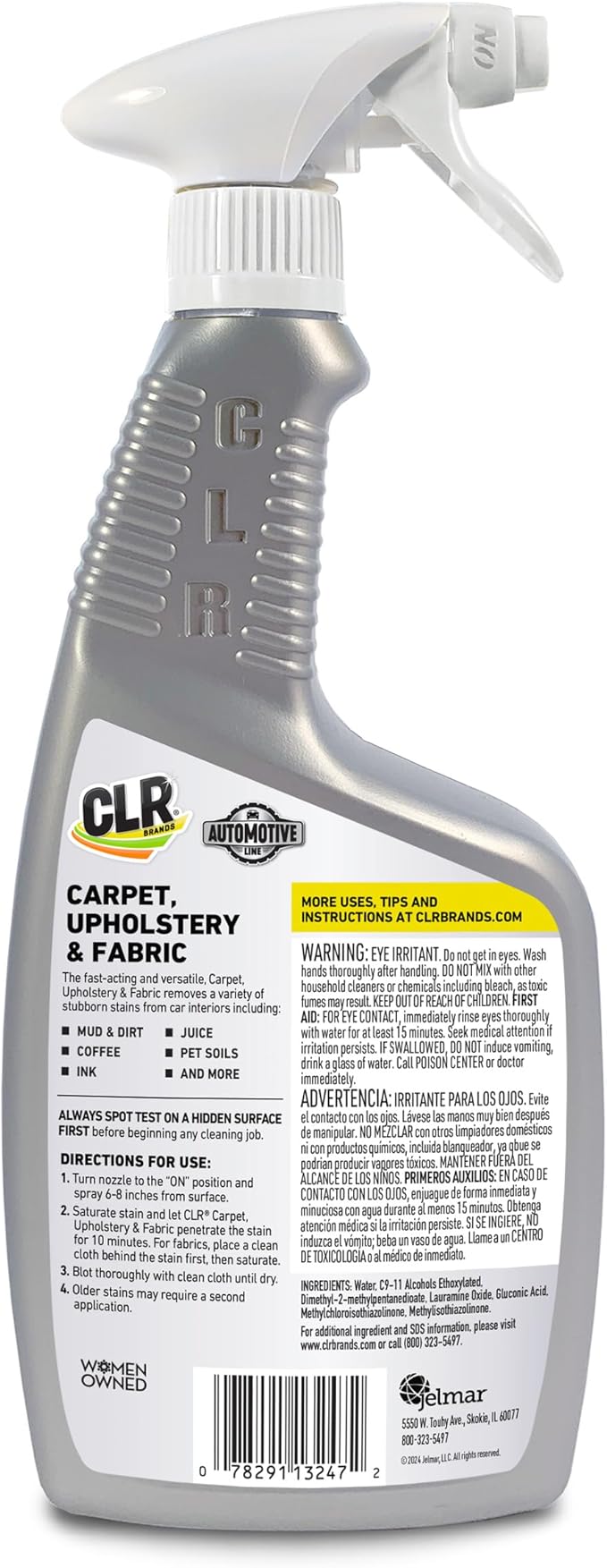 CLR Brands Automotive Carpet, Upholstery & Fabric Cleaner, 22 oz. Spray Bottle, Fast-Acting Stain Remover, Cleans Mud, Coffee