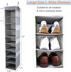 2 Pack Large-Sized Hanging Shoe Organizer 10-Shelf, Sturdy Hanging Closet Organizer with 8 Side Pockets, Wider Hanging Shelve