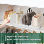 SPACEKEEPER Shelf Divider for Closet, 2 Pack Adjustable Purse Organizers Handbag Separators Storage Organizer Bookshelf Separ