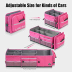 LIBZAKI Oversize 4 in 1 Car Trunk Storage Organizer, Multi Compartment Collapsible Trunk Storage Box with Cooler Bag for Car