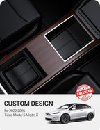 BASENOR 2022-2026 Tesla Model S Model X Lower Center Console Organizer Tray, Insert Compartment Under Cupholder Interior Accessories Storage, Fit Model S/Model X Refresh Plaid Long Range