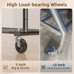 EAGMAK Heavy Duty Clothes Rack Load 556 LBS, Rolling Clothing Rack With 3 Shelves, Adjustable Metal Clothes Hanger with Wheel