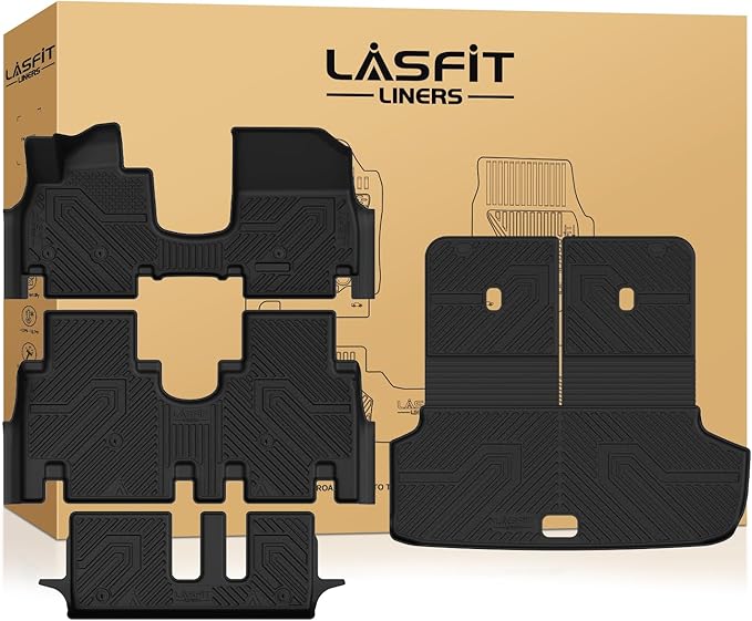 LASFIT Floor Mats for Hyundai Ioniq 9 2026 (Only fit 7 Seats,not fit 6 Seats), All Weather TPE Custom Fit Hyundai Ioniq 9 2026 Full Set Car Accessories Floor Liners & Backrest Mats & Cargo Mats,Black