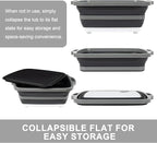 Collapsible Cutting Board with Container, Foldable Camping Sink with Colander, BBQ Prep Tub with Lid, Multifunction Dish Basi