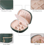 ProCase Travel Size Jewelry Box, Medium Portable Seashell-Shaped Jewelry Case, 2 Layer Jewelry Organizer in PU Leather for Wo
