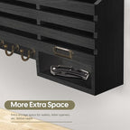 FifthQuarter Key Holder for Wall: Easy Mounted Key Rack and Mail Organizer with Store Shelf and Four Sturdy Keys Hooks Decor 