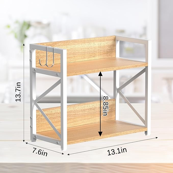 RUILALIFE Spice-Rack-Organizer-Shelf for Kitchen Counter, 2 Tiers Coffee Bar Station Organizer for Countertop，Space Saving De