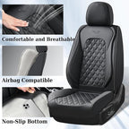 Coverado Full Set Car Seat Covers, Black Leather Seat Protectors, Luxury Front & Back Car Seat Covers,Waterproof Universal Fi