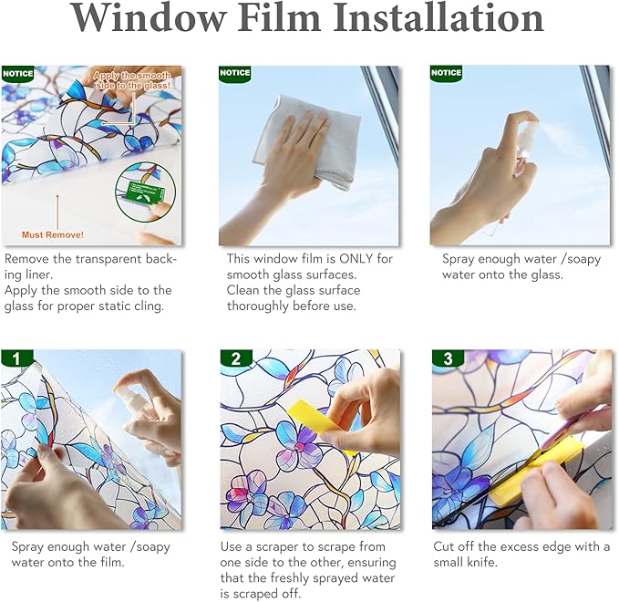 SOMWISE Frosted Glass Window Film, Heat Insulation, UV Block, Anti-Glare, One Way Privacy Tint, Static Cling for Home Bathroom Door, Renter Friendly, Day & Night Privacy