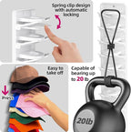 Spring Clip Hat Organizer for Baseball Caps – 2 Pack, Wall Hat Rack for Door & Closet – Keeps 20 Hats Tidy in Garage, Dorm, M