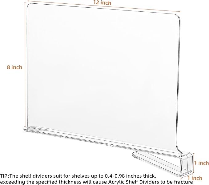 CY craft Acrylic Shelf Divider,Wood Shelf Dividers,Clear Closet Shelf Separators Clothing Organizer Perfect for Bedroom Shelv