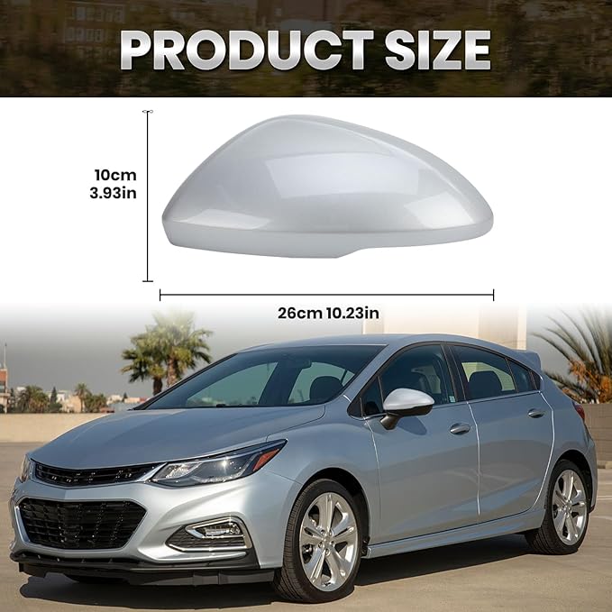 Left Driver Side Mirror Cover Caps Compatible with Chevrolet Chevy Cruze 2017 2018 2019 Replacement Rear view Mirrors Trim (Silver)