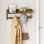 AMBIRD Wall Hooks with Shelf, 26.57 Inch Entryway Wood Coat Hooks for Wall with Shelf, Coat Rack Wall Mount with 5 Dual Hooks