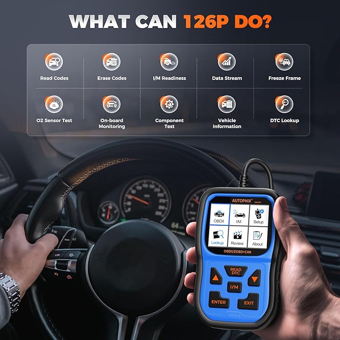 AUTOPHIX OM126P+ OBD2 Scanner, Check Engine Light Code Reader, Car Code Scanner for Automotive Diagnostic, Read & Clear Fault
