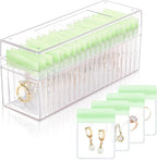 HOMEHIVE Acrylic Jewelry Box Organizer, Clear Jewelry Organizer Holder with 20 Portable Anti Tarnish Jewelry bags, Travel Jew