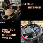 PINCTROT XL Size 17.5-18 in Race Grip Steering Wheel Cover for Semi Truck, Fits RV, Big Rig Trucker, 18 Wheeler and Classic Cars, Anti-Slip Silicone Perforated Design 17.5-18 Inch (Racing Red)