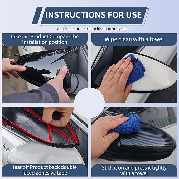 Side Rearview Mirror Cover For Kia Forte 2019-2024 Accessories Aggressive Look Sport Door Side LH & RH Exterior Rearview Mirror Guard Cover Trims Carbon Fiber Color（Without Turn Signal）