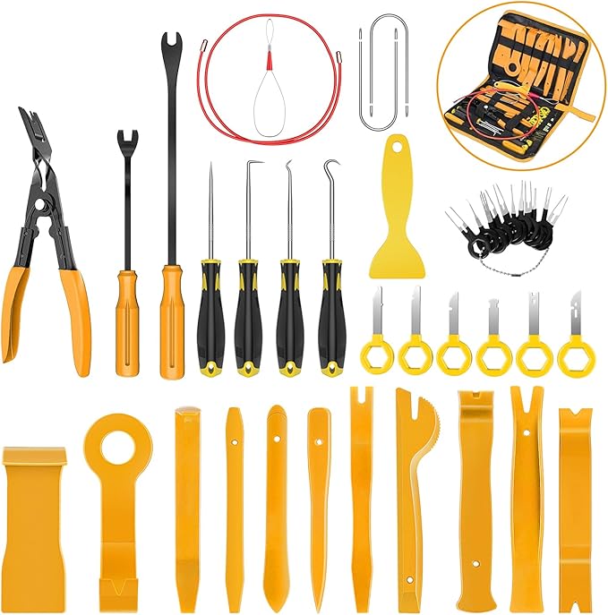 GOOACC 40Pcs Trim Removal Tool,Auto Terminal Removal Key Tool,Auto Clip Pliers Stereo Removal Tools,Car Upholstery Repair Rem
