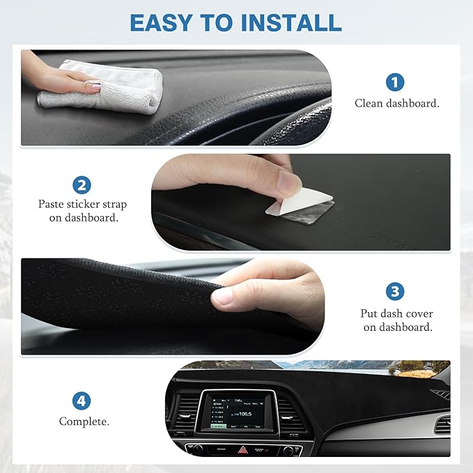 FIILINES Dash Cover for Hyundai Sonata 2015-2019, Dashboard Cover Sonata Accessories Suede Dash Cover Mat Sunshade Anti-Slip 
