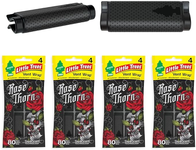 LITTLE TREES Car Air Freshener | Vent Wrap Provides Long Lasting Scent, Invisibly Fresh | 16 Air Fresheners | Rose Thorn