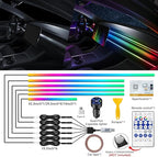 Acrylic Interior Car LED Strip Light with USB/Type C/4-Port Cigarette Lighter, Dreamcolor 6 in 1 with 175 inches 650 LEDs Ambient Lighting Kits, Sound Active Function Neon Led Strips for Car